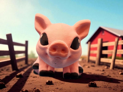 Cute 3D Printed Pig Figurine – Adorable Desk Buddy, Shelf Decor, Farm Animal Gift, Kawaii Piglet Statue, Pink Animal Lover Gift