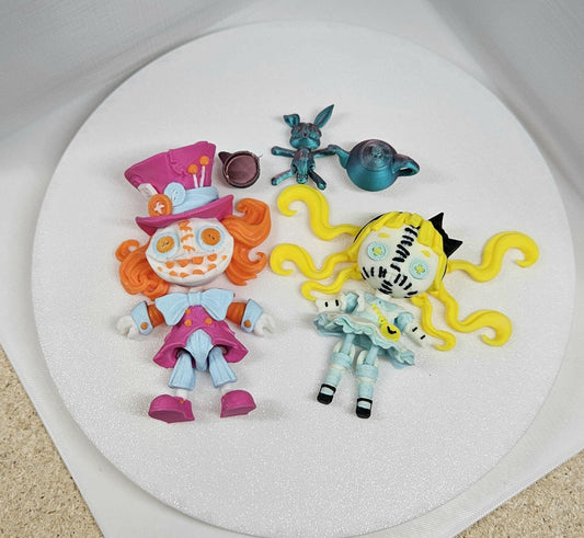 Spooky flexy articulated fidget Mad Hatter and Alice Combo