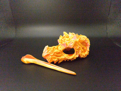 Color-Shifting Dragon Head Hair Pin for Renfaire and Everyday Wear with 3D Printed dragon skull and bone pin