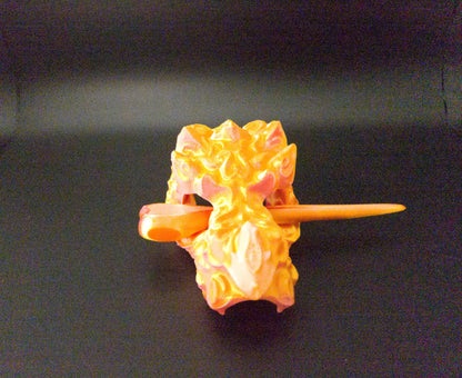 Color-Shifting Dragon Head Hair Pin for Renfaire and Everyday Wear with 3D Printed dragon skull and bone pin