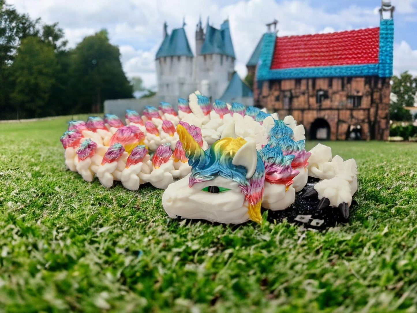 3D Printed Rainbow Alicorn Dragon | Flexible Articulated Toy | Unique Unicorn Dragon Figurine | Custom Rainbow Dragon