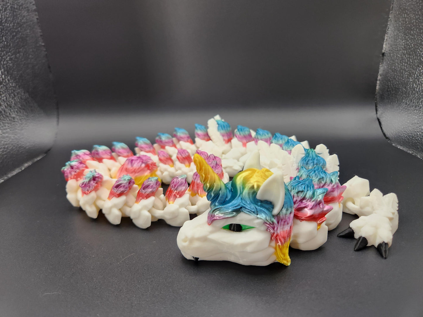 3D Printed Rainbow Alicorn Dragon | Flexible Articulated Toy | Unique Unicorn Dragon Figurine | Custom Rainbow Dragon