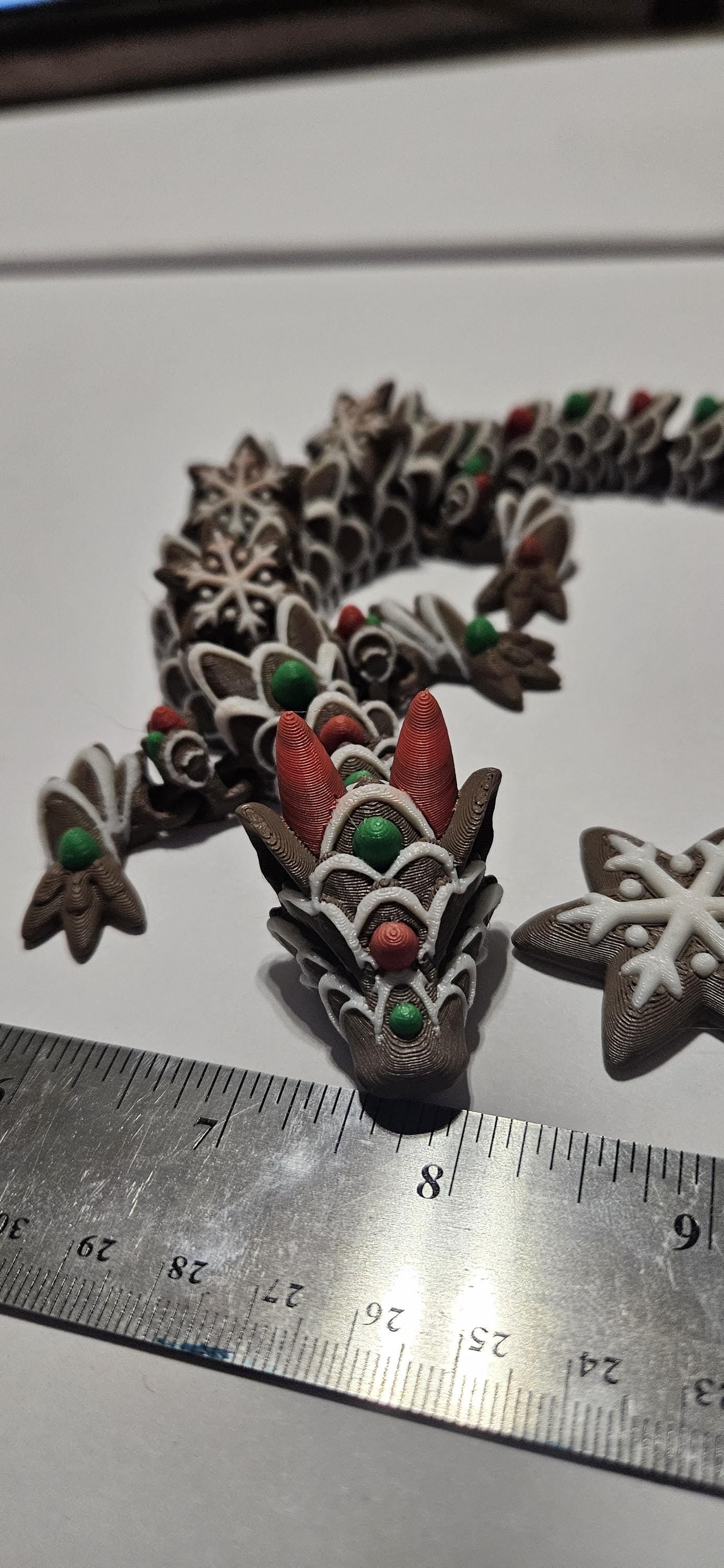 3D Printed Flexy Gingerbread Dragon | Cute Christmas Decor | Articulated Holiday Dragon Gift