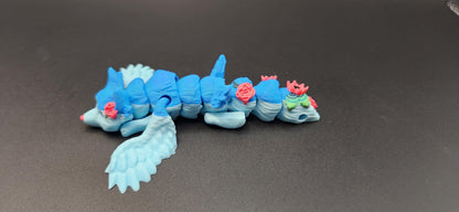 Fairy Wolf Keychain  Articulated 3D Printed Wolf with Wings & Floral Design