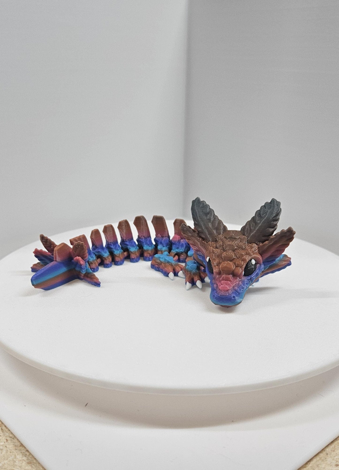 3D printed multicolor fidget articulated axolotl dragon