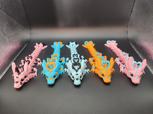 Light Heart Tadling, articulated, flexy, fidget, cute, animal, 3d printed, dragon