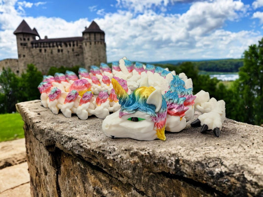 3D Printed Rainbow Alicorn Dragon | Flexible Articulated Toy | Unique Unicorn Dragon Figurine | Custom Rainbow Dragon