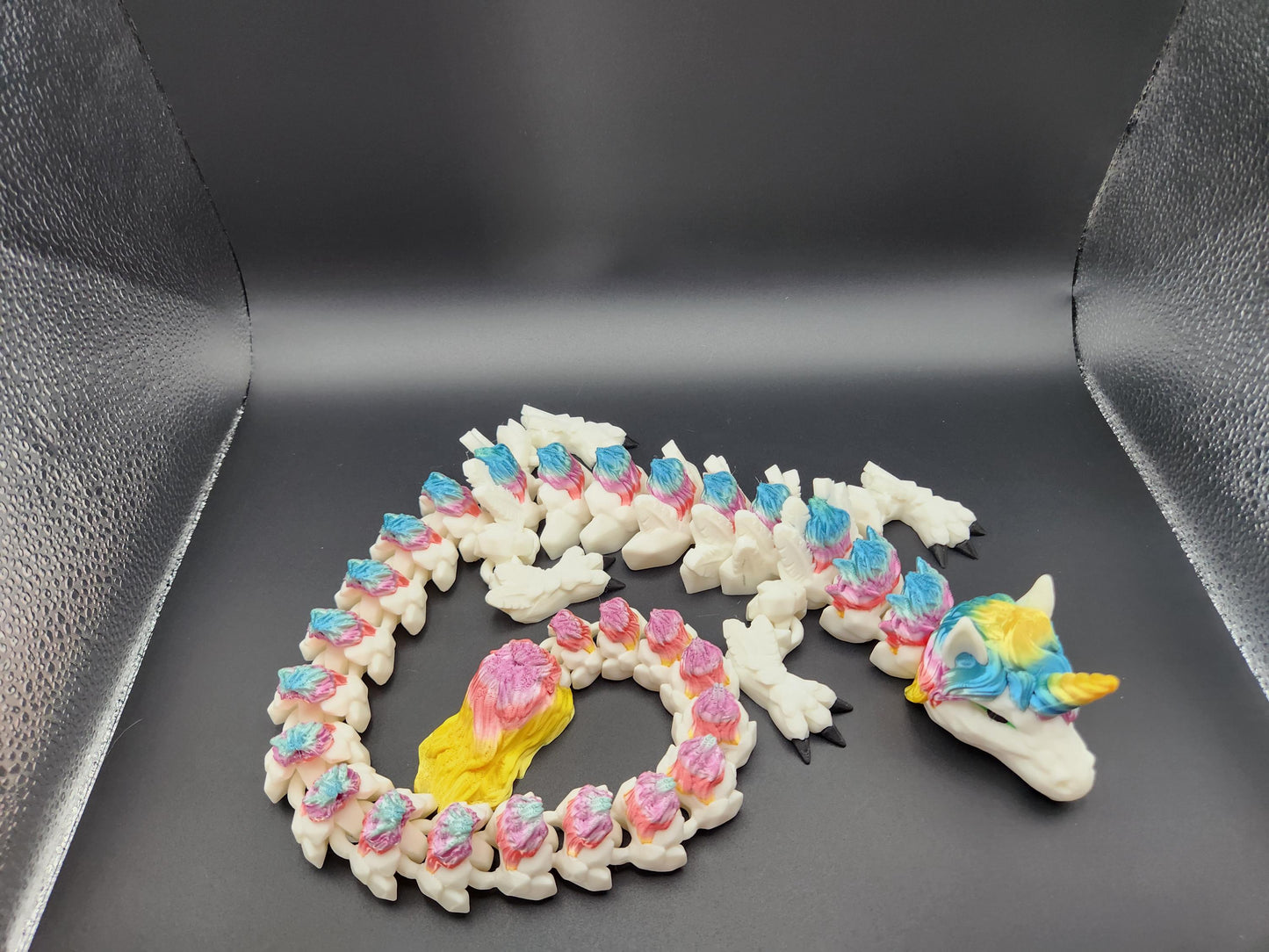 3D Printed Rainbow Alicorn Dragon | Flexible Articulated Toy | Unique Unicorn Dragon Figurine | Custom Rainbow Dragon