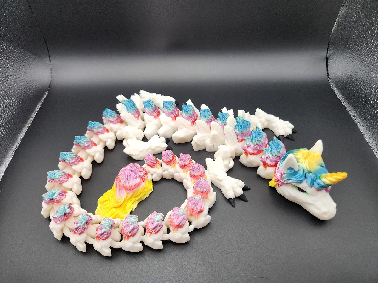 3D Printed Rainbow Alicorn Dragon | Flexible Articulated Toy | Unique Unicorn Dragon Figurine | Custom Rainbow Dragon