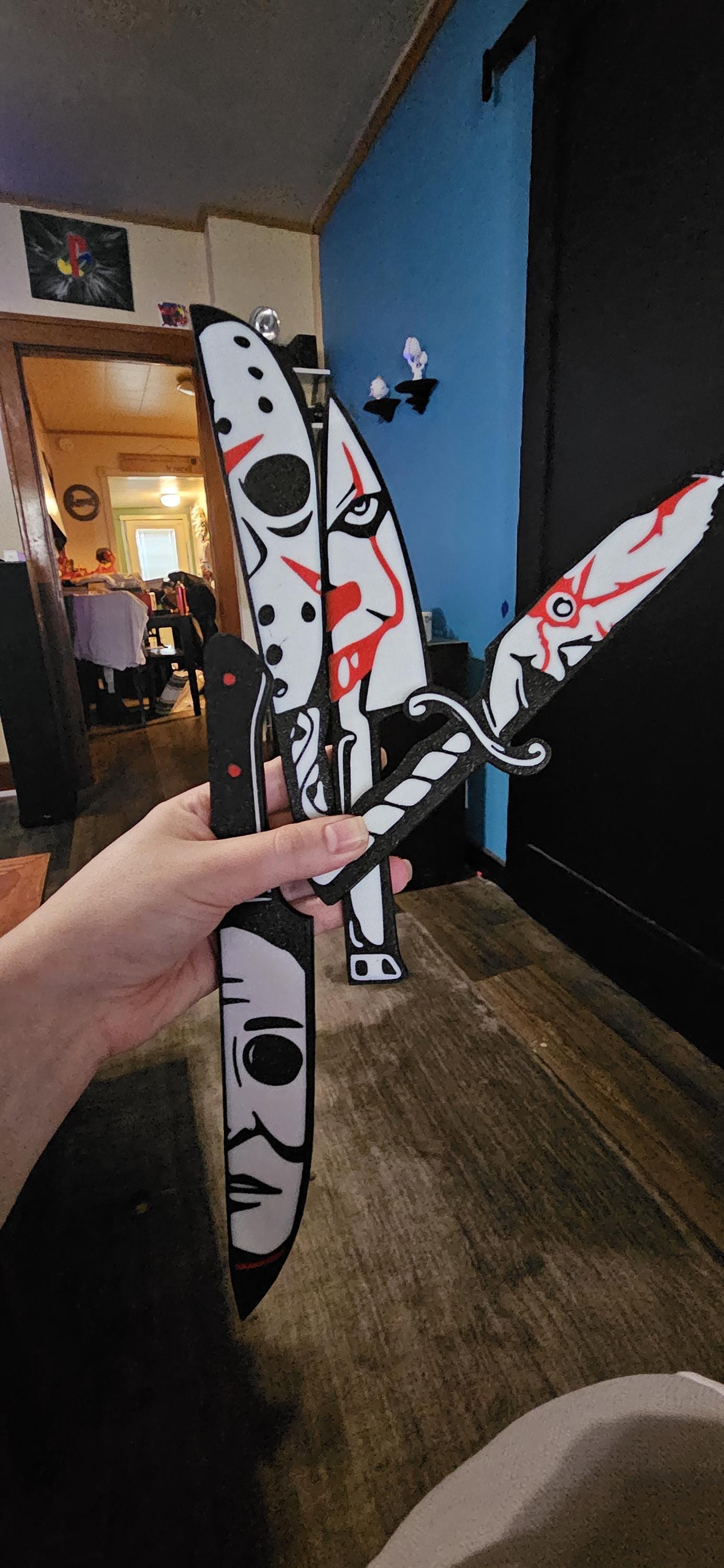 3D printed horror character knives (image only on one side)