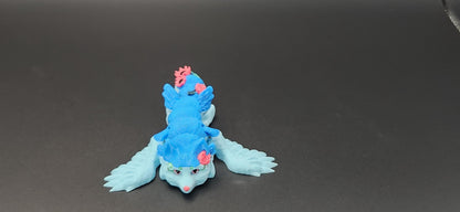 Fairy Wolf Keychain  Articulated 3D Printed Wolf with Wings & Floral Design