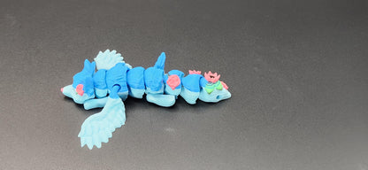 Fairy Wolf Keychain  Articulated 3D Printed Wolf with Wings & Floral Design