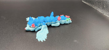 Fairy Wolf Keychain  Articulated 3D Printed Wolf with Wings & Floral Design