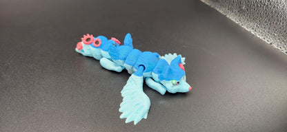 Fairy Wolf Keychain  Articulated 3D Printed Wolf with Wings & Floral Design