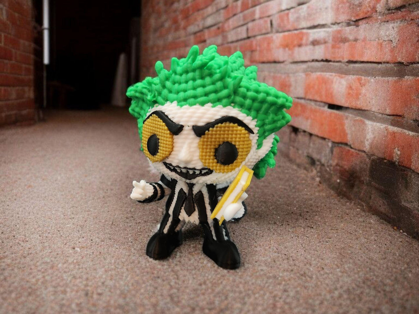 3D Printed Beetlejuice-Inspired Crochet Doll  Spooky Handmade-Style Figure, Horror Collectible Gift