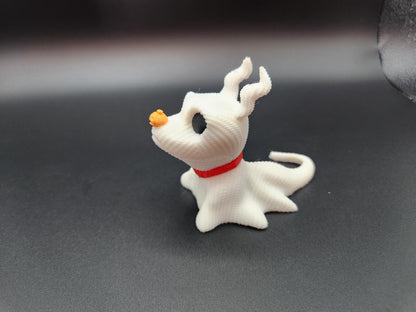 Handcrafted crochet Zero dog figure with red collar unique crochet Nightmare Before Christmas gifts