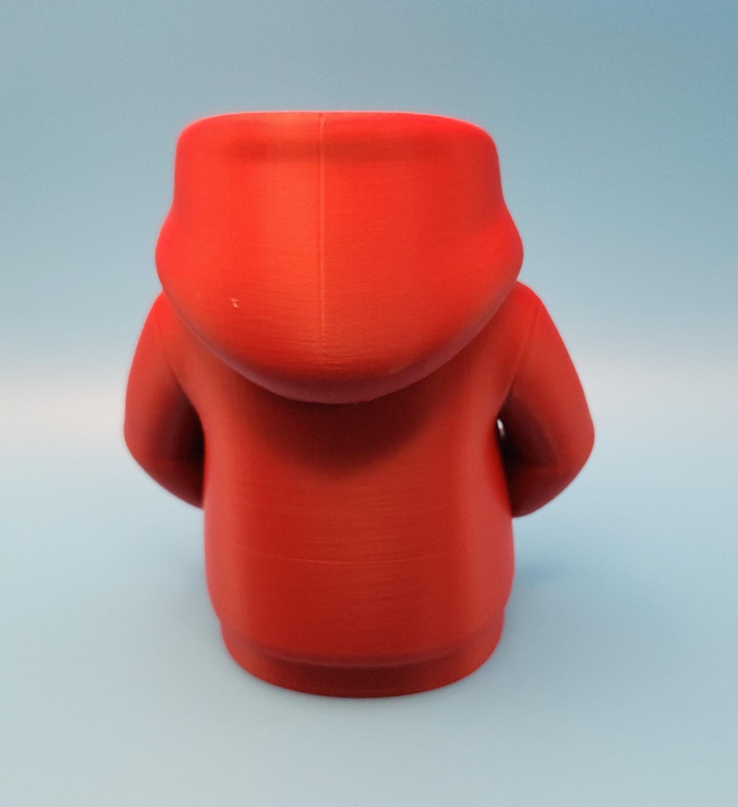 Red hoodie-shaped novelty pencil cup for office desk organization and storage