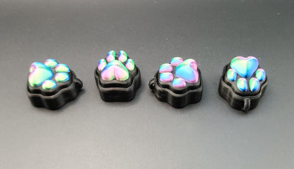  sensory stress relief clicker toys with colorful iridescent paw and heart designs